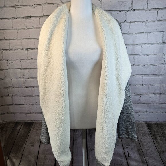 WOMENS Z SUPPLY KNIT JACKET SHERPA LINING GRAY WATERFALL COLLAR  NWT SIZE L - Picture 9 of 9